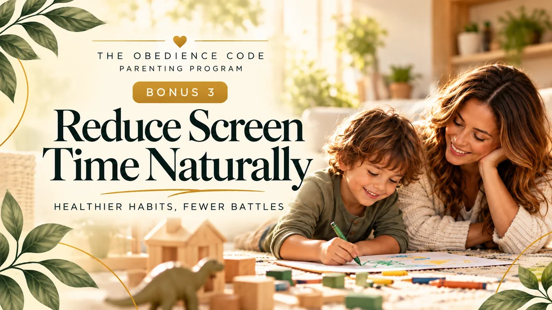 Reduce Screen Time Naturally bonus cover, mother and child drawing