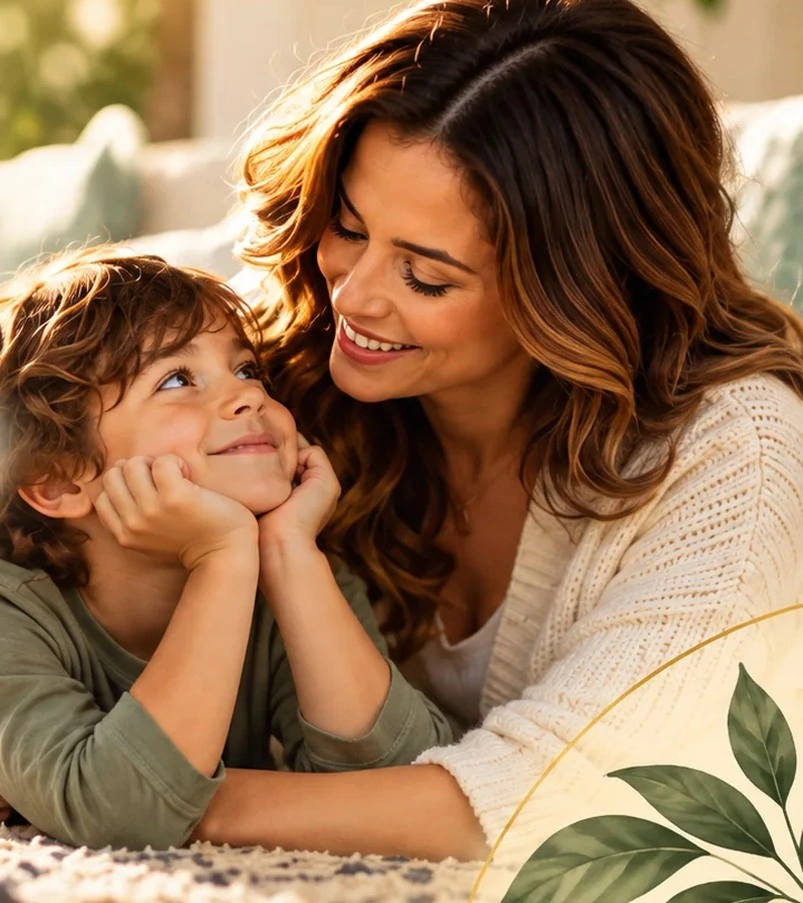 Mother sharing a warm, attentive moment with her child
